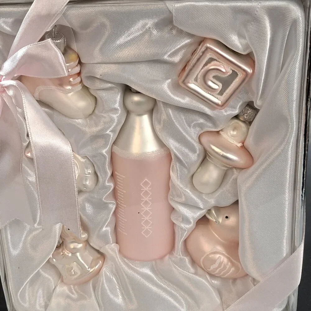 Set of 7 Target Holiday Ornament Gift Set New Baby Pink Color New in Box